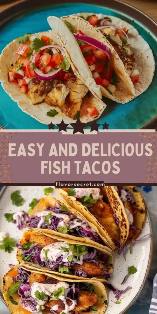 Delicious fish tacos garnished with fresh ingredients and served on a plate.