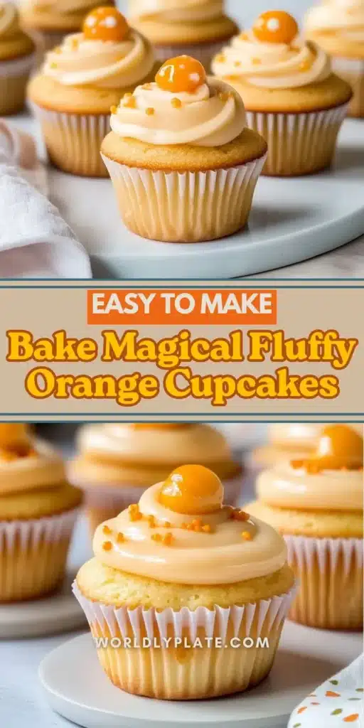 Fluffy orange cupcakes topped with citrus frosting