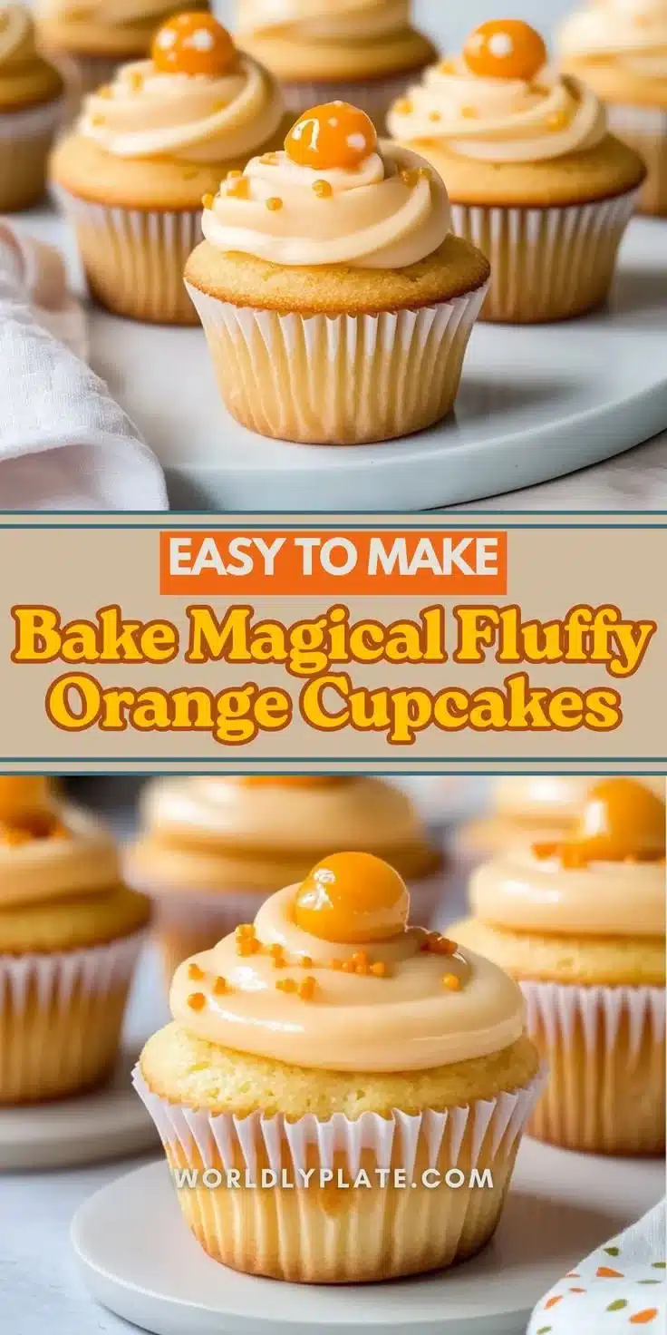 Fluffy orange cupcakes topped with citrus frosting