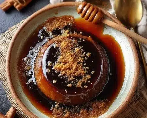 Bottle of delicious homemade Gingerbread Syrup with spices and rich flavor