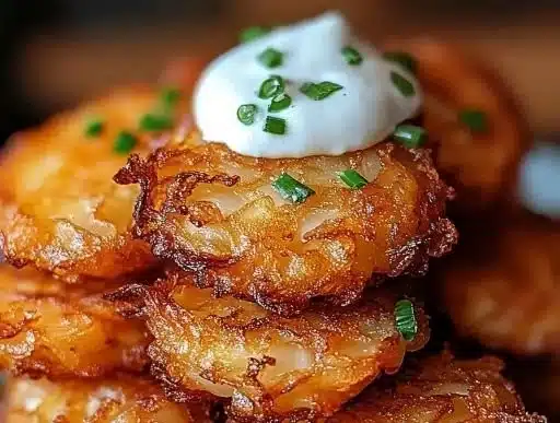 Golden Amish onion fritters served as a delicious homemade snack.
