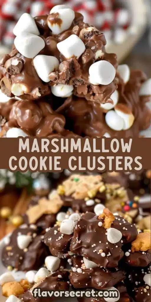 Delicious Holiday Marshmallow Cookie Clusters with festive decorations