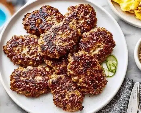 Delicious homemade breakfast sausages served on a plate
