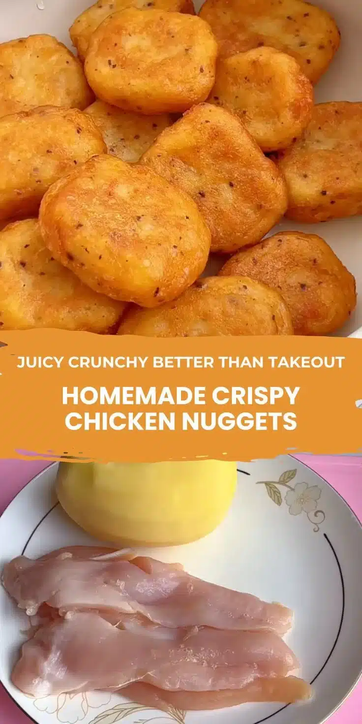 Crispy homemade chicken nuggets served with dipping sauce