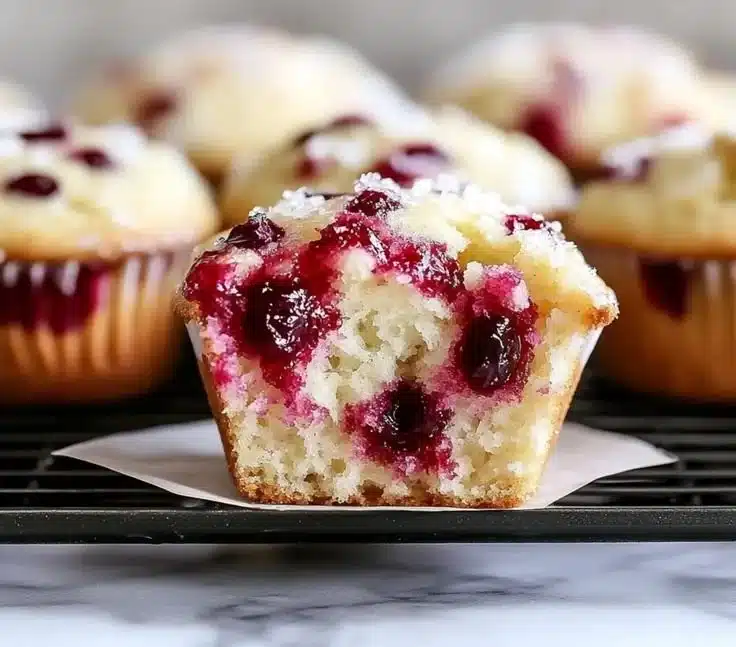 Delicious cranberry orange Christmas muffins on a festive table