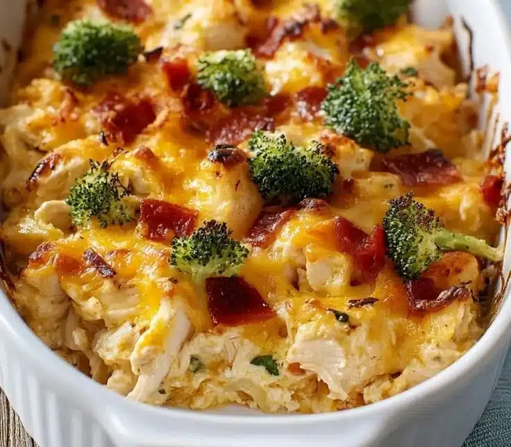 Low carb chicken casserole dish served for a family dinner