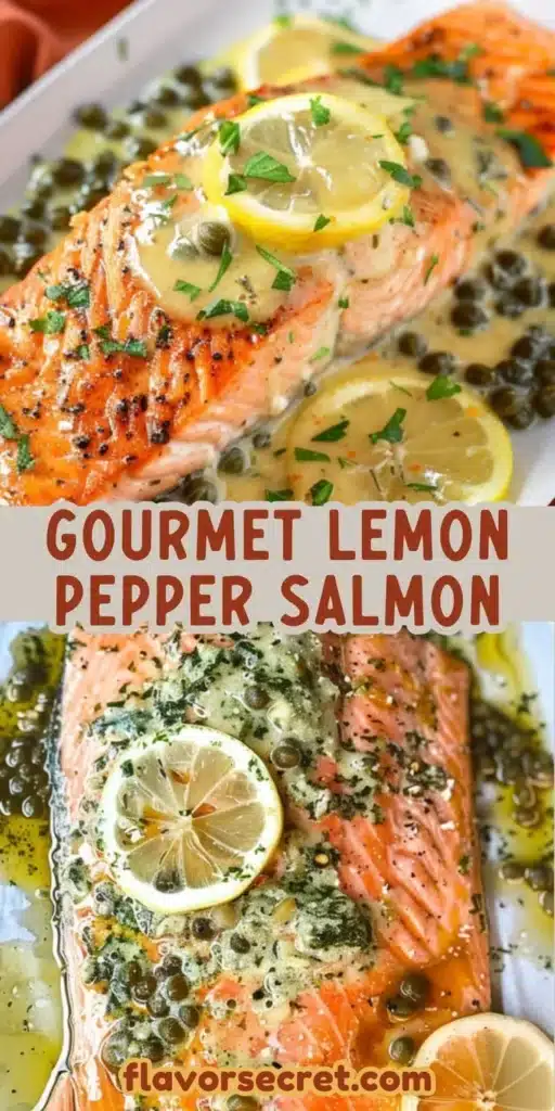 Lemon Pepper Roasted Salmon with crispy capers on a plate