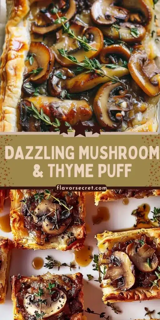 Luxe Mushroom and Thyme Puff Squares served on a white platter