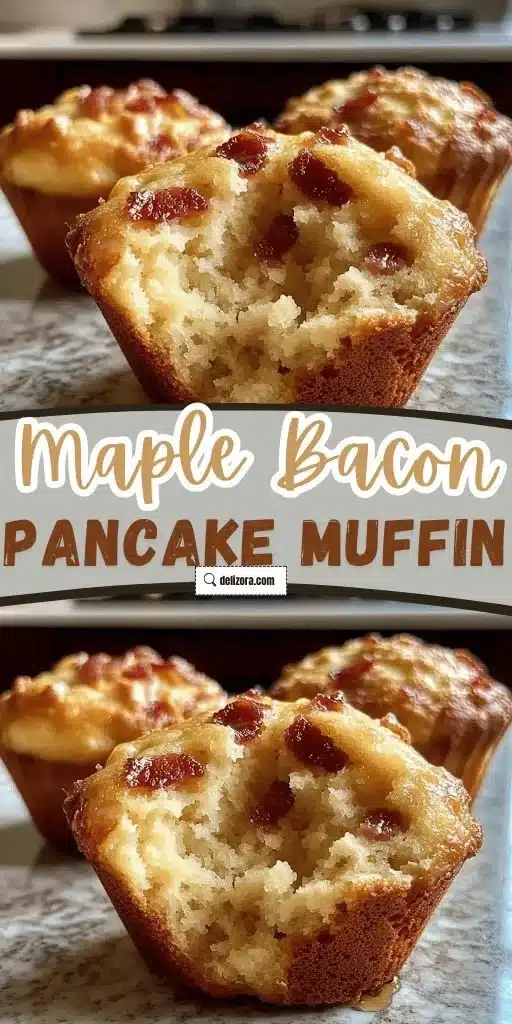 Maple Bacon Pancake Muffins with crispy bacon and maple syrup