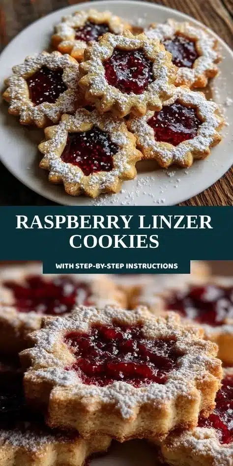 Delicious Raspberry Linzer Cookies with a raspberry filling