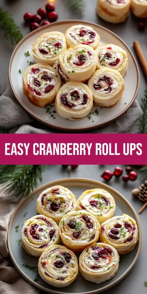 Savory Christmas Cranberry Roll Ups made for holiday celebrations