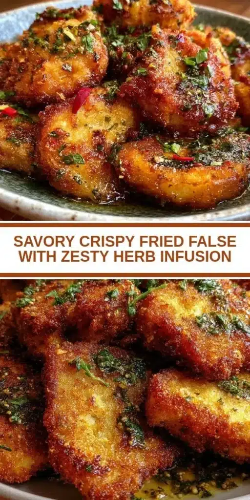Savory crispy fried false with zesty herb infusion served on a plate