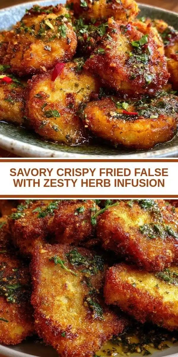 Savory crispy fried false with zesty herb infusion served on a plate