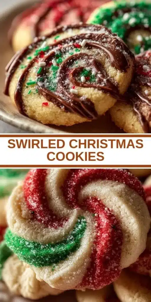 Festively decorated swirled Christmas cookies for holiday celebrations