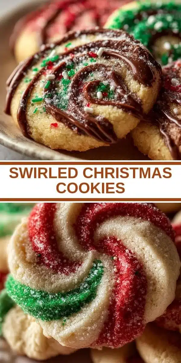 Festively decorated swirled Christmas cookies for holiday celebrations