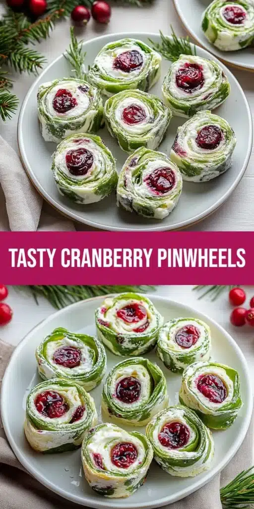 Delicious Christmas cranberry pinwheels served on a festive platter.