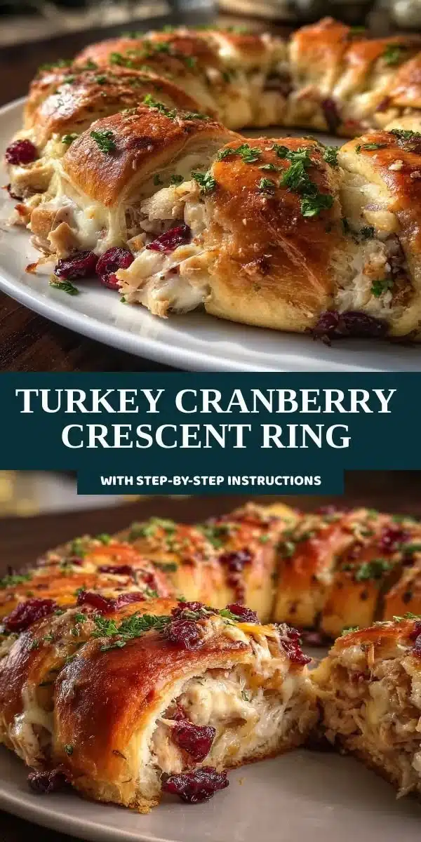Turkey Cranberry Crescent Ring with flaky dough and savory filling