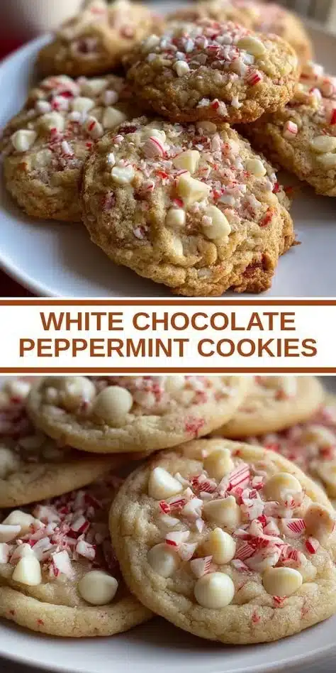White Chocolate Peppermint Cookies with festive decorations