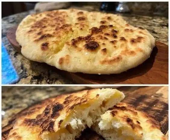 Soft homemade fluffy pita bread ready to be served.