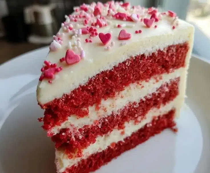 Mini Valentine's Cake decorated with hearts and rose petals