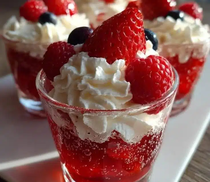 Colorful Valentine's Day Jello Shots in heart-shaped cups