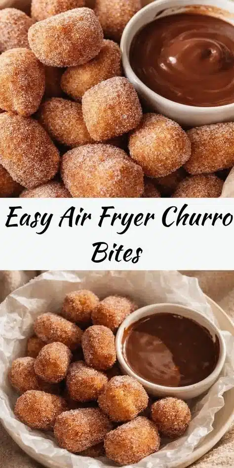 Delicious air fryer churro bites coated in cinnamon sugar