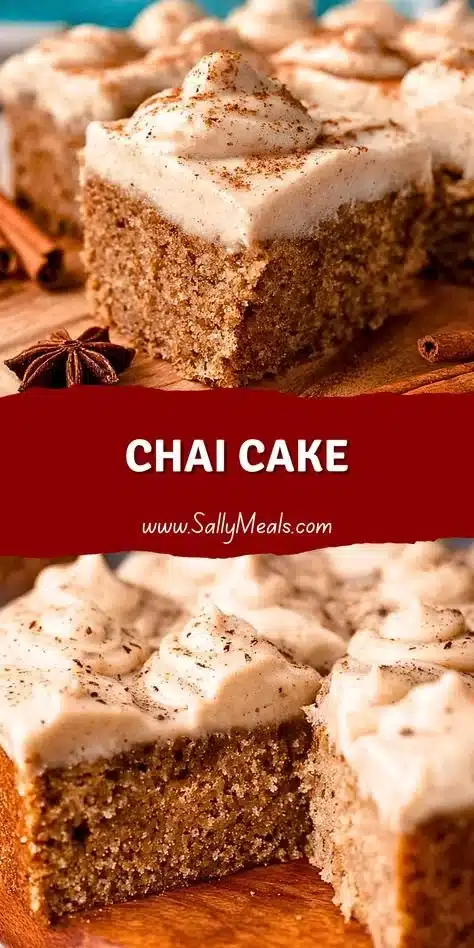 Delicious chai cake with spices and frosting on a decorative plate