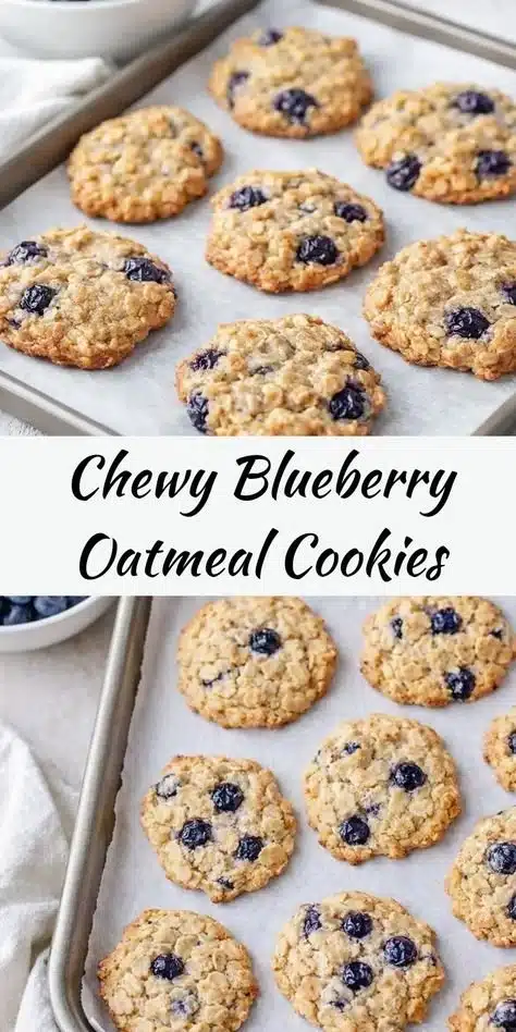 Chewy blueberry oatmeal cookies fresh out of the oven