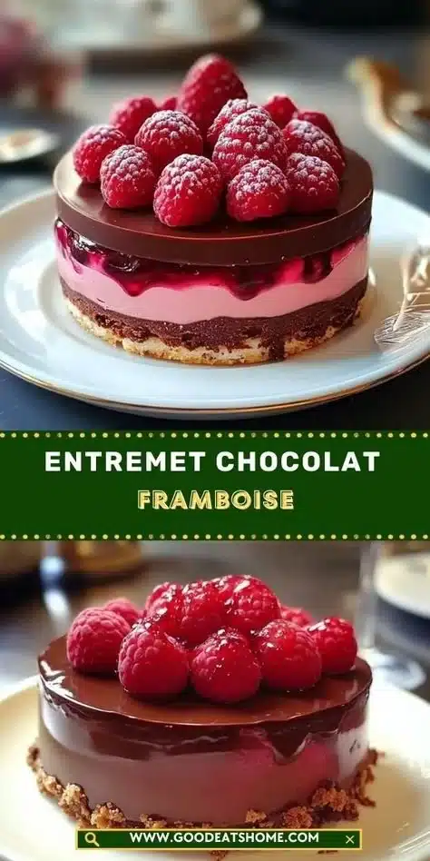 Delicious Chocolate Raspberry Layered Dessert with chocolate and raspberry layers