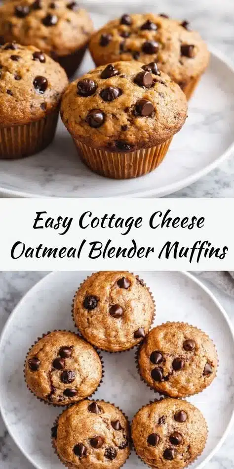 Delicious cottage cheese oatmeal blender muffins on a plate