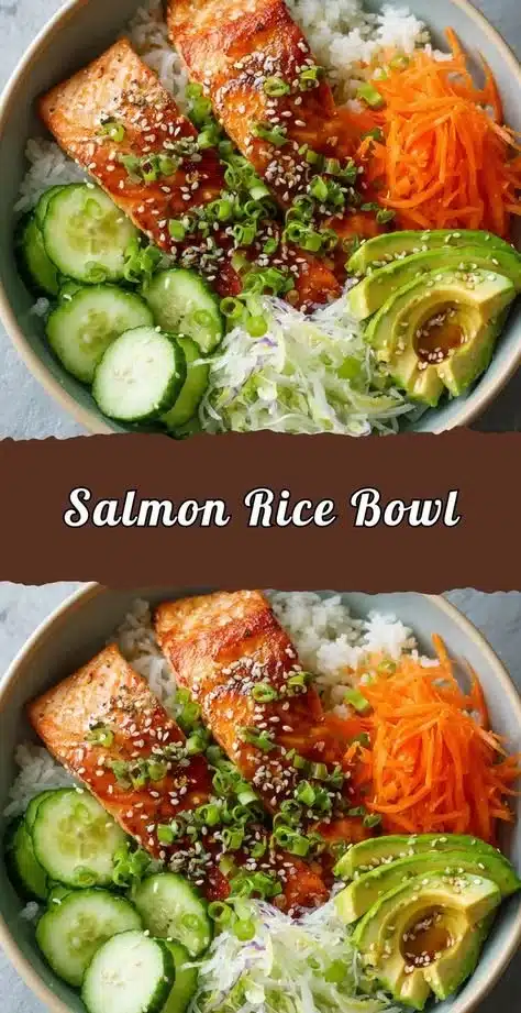 Easy Salmon Rice Bowl with fresh ingredients and vibrant colors.