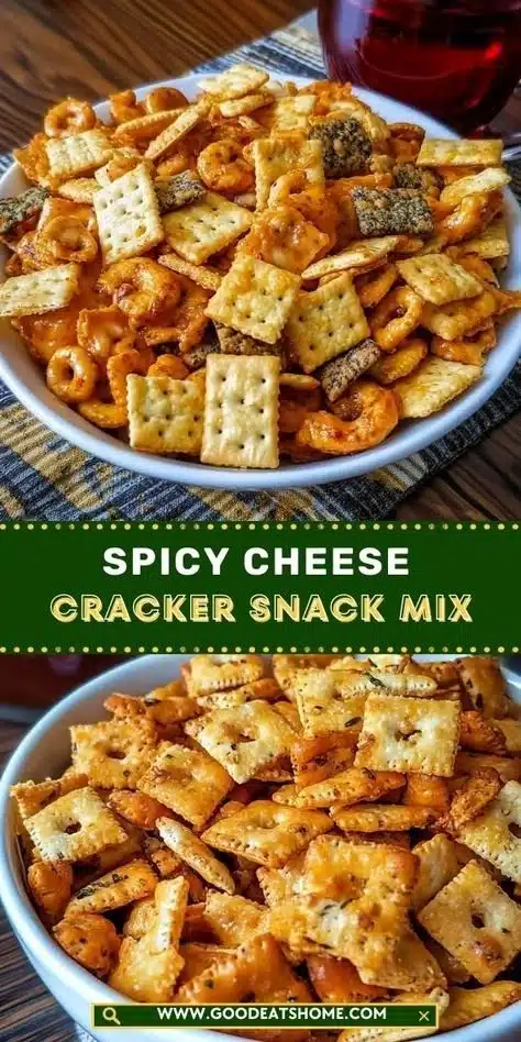 Firecracker cheese cracker snack mix with bold flavors and crunchy textures