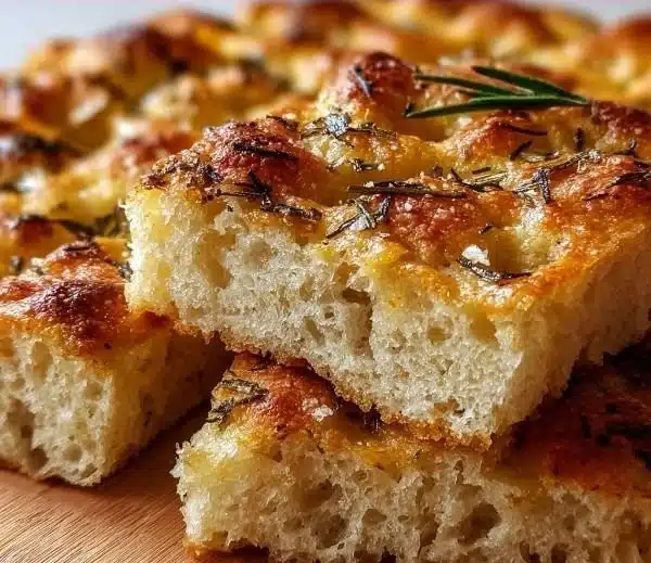 Freshly baked gluten-free focaccia bread with herbs and olive oil
