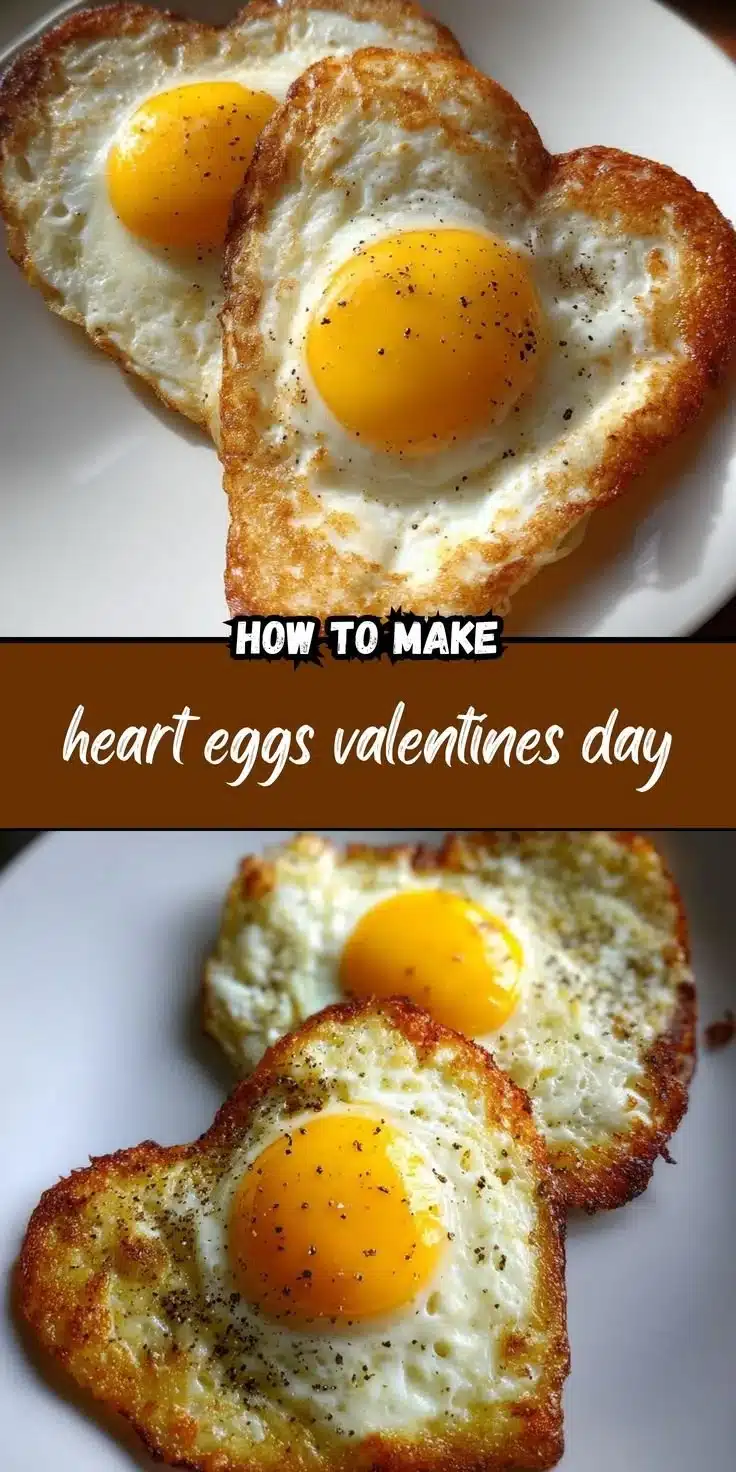Heart-shaped eggs served on a plate for a romantic breakfast.