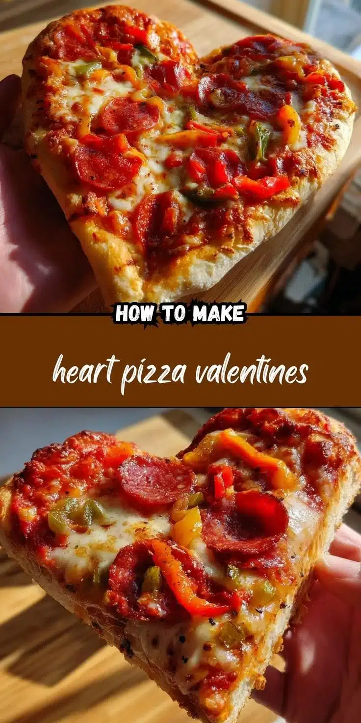 Delicious heart-shaped pizza topped with fresh ingredients