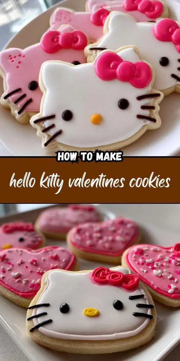 Hello Kitty shaped Valentine's cookies for a festive celebration