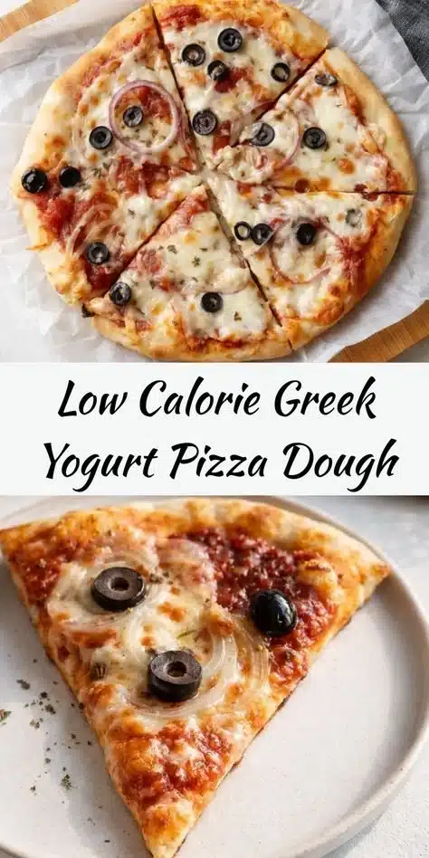 Low calorie Greek yogurt pizza dough topped with fresh ingredients