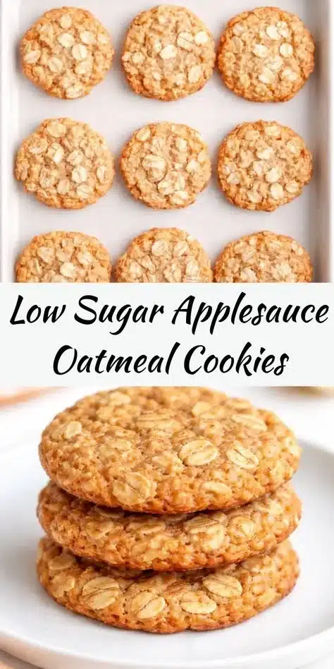Low sugar applesauce oatmeal cookies on a plate