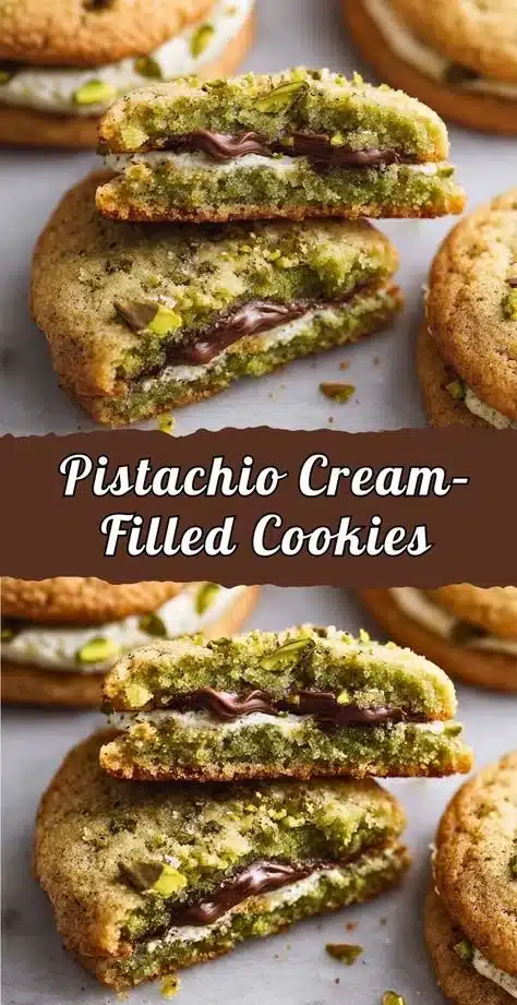 Delicious pistachio cream filled cookies ready to be enjoyed.