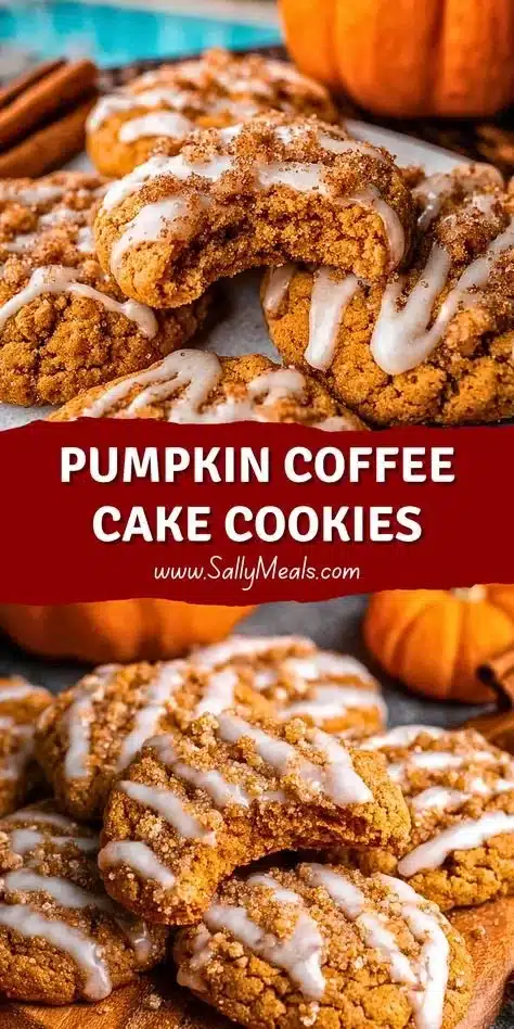 Pumpkin Coffee Cake Cookies on a plate with autumn leaves
