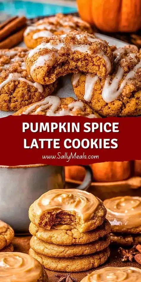 Delicious homemade Pumpkin Spice Latte Cookies with frosted top and spices