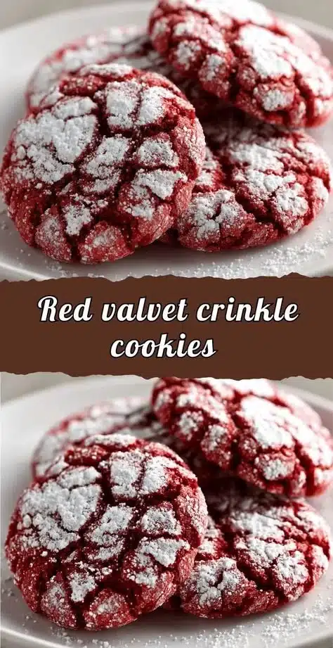 Delicious Red Velvet Crinkle Cookies with a soft texture and vibrant color