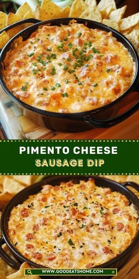 Southern-style Pimento Cheese Sausage Dip served in a bowl
