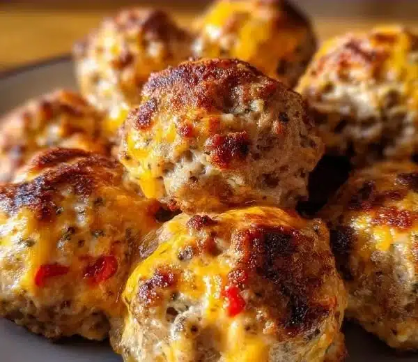 Delicious Spicy Rotel Cream Cheese Sausage Balls ready to serve